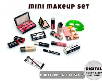 Miniatur Beauty Set Vorlage (1:6-12 Größen), Instant Download druckbare | Miniatur | Sammlerstücke | Puppenhaus - MELDUNG FÜR EXTRAS