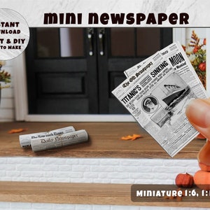 Mini-Zeitungsvorlage (Größen 1:6-8-12), Instant Download | Miniatur | Sammlerstücke | Puppenstube