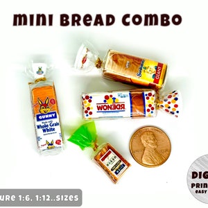 Mini BREAD combo template (1:6, 12),  Instant Download printable | Miniature | Collectibles | Dollhouse | Diorama