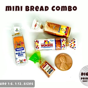 Mini BROT kombinierte Vorlage (1:6, 12), Instant Download druckbar | Miniatur | Sammlerstücke | Puppenstube | Diorama