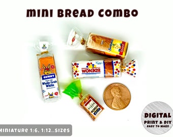 Mini BREAD combo template (1:6, 12),  Instant Download printable | Miniature | Collectibles | Dollhouse | Diorama