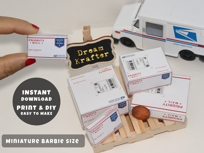 Mini USPS BOX Template Instant Download Printable Miniature Etsy Canada