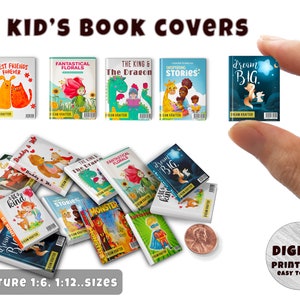 10 couvertures de livres pour enfants miniatures (1:6, 12..), téléchargement immédiat, version imprimable | Miniatures | Objets de collection | Maison de poupée | Diorama