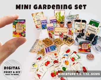 Miniature Gardening Set (1:6, 12..), Instant Download printable | Miniature | Collectibles | Dollhouse | Diorama