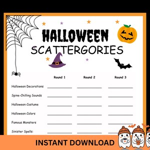 Halloween Scattergories Game: Spooky Edition (Digital Download)