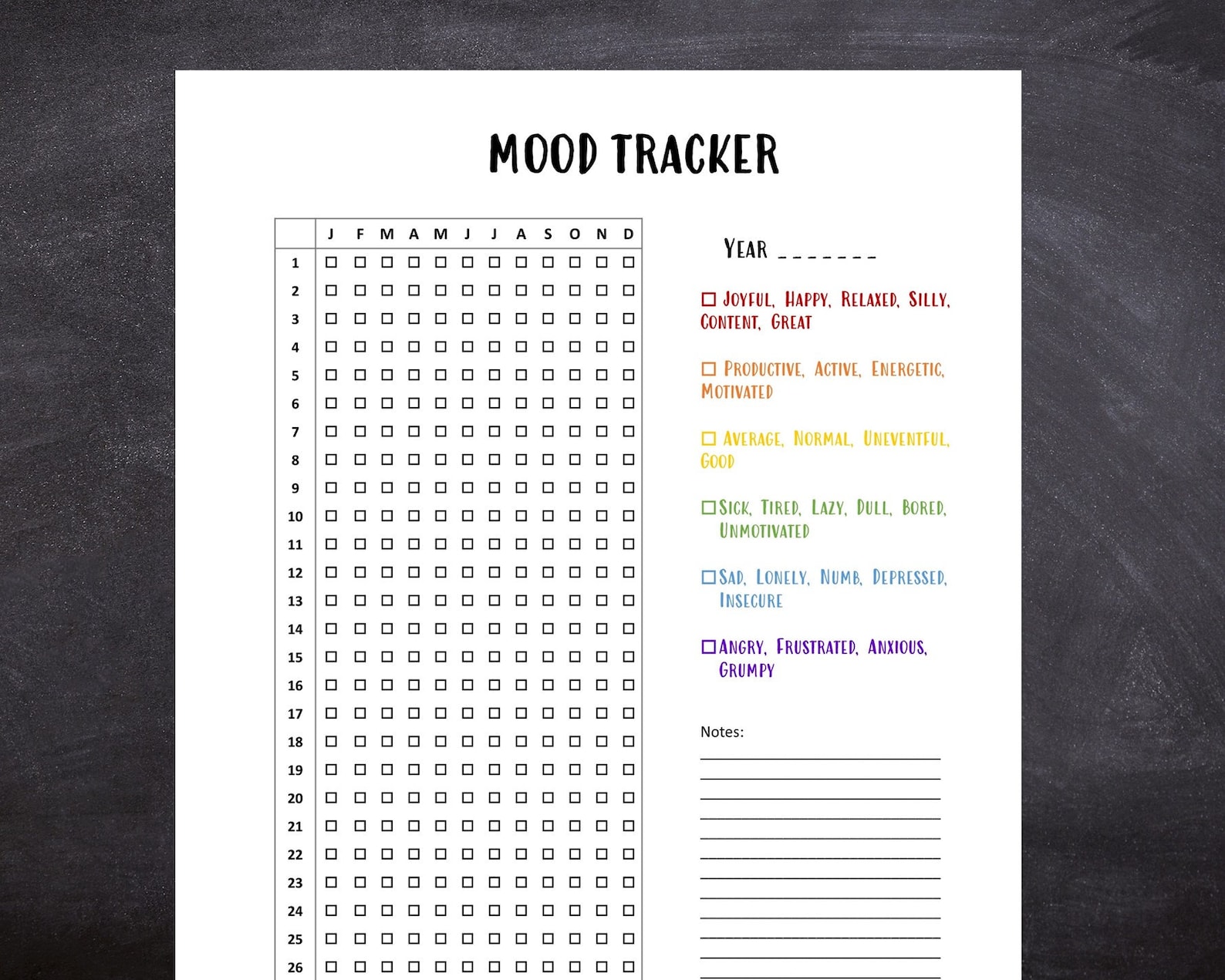 Emotracker A Printable PDF Mood Tracker Template for Daily Emotional