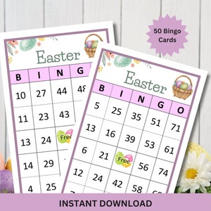 50 Easter Bingo Cards | Easter Party Game | Fun Easter Game | Easter BINGO Game for Kids and Adults