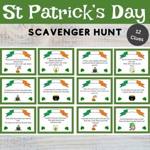 St. Patricks Day Scavenger Hunt Indoor, St Patricks Day Treasure Hunt Printable, Leprechaun Treasure Hunt, Indoor Scavenger Hunt for Kids