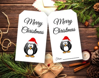 Printable Christmas Gift Tags , Holiday Tags, Merry Christmas Tags, Christmas Penguin tags