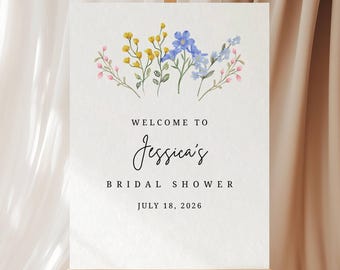 Printed Bridal Shower Welcome Sign, Floral Bridal Minimal, Foam Board