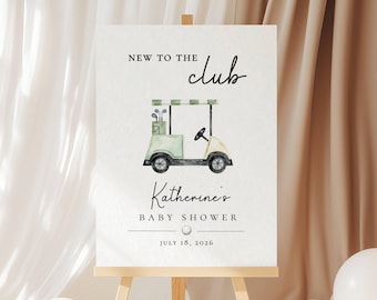 Printed Baby Shower Welcome Sign, New to the Club Golf Theme, Gender Neutral, Foam Board