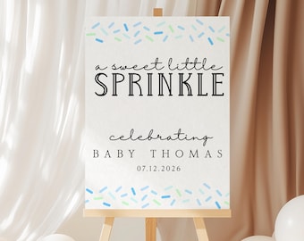Printed Baby Shower Welcome Sign, Baby Sprinkle Blue Boy, Foam Board