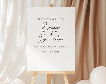 Printed Engagement Party Welcome Sign, Minimalist Elegant, Foam Board