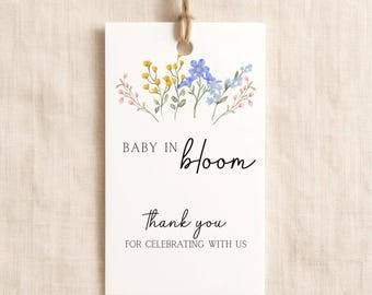 Printed Floral Baby Shower Favor Tag, Baby in Bloom, Standard Cardstock Print
