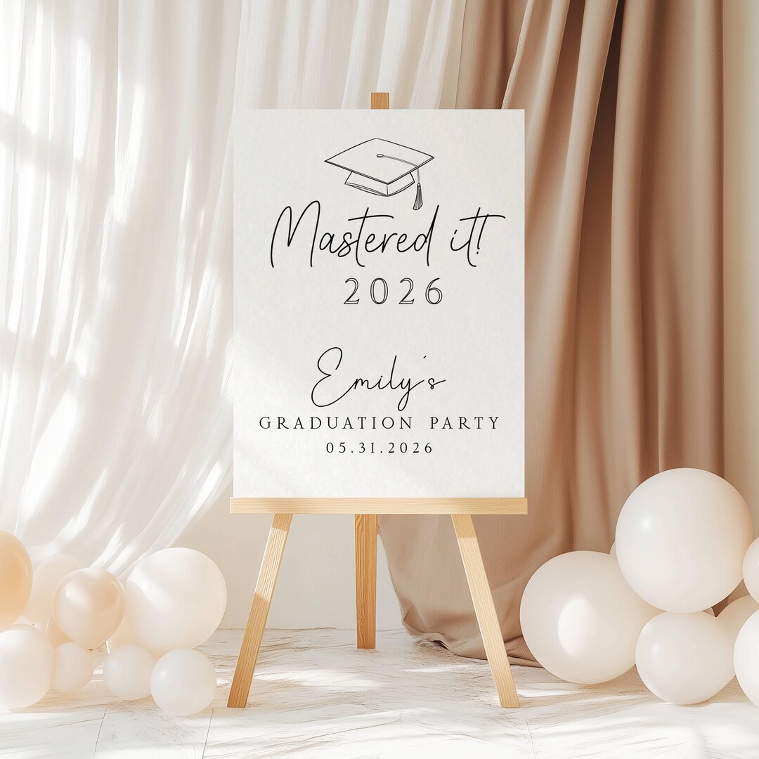 Printed Masters's Graduation Party Welcome Sign, Mastered It Minimal ...