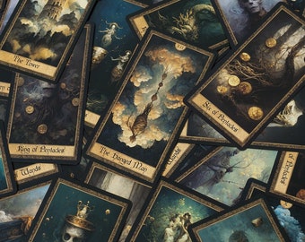 Jeu de tarot éthéré Shadow Work | 78 cartes de tarot, bords en feuille d'or éthérée sorcière vintage sombre, jeu de cartes Oracle, divination indépendante pour débutants