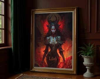 Lámina artística de Lilith: Energía femenina oscura, diosa oculta, decoración de sombras
