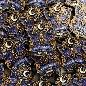 Moth Enamel Keychain: Gothic Moon Keyring - Messenger of the Night