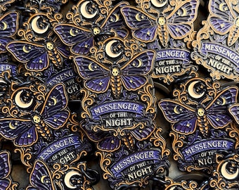 Moth Enamel Keychain: Gothic Moon Keyring - Messenger of the Night