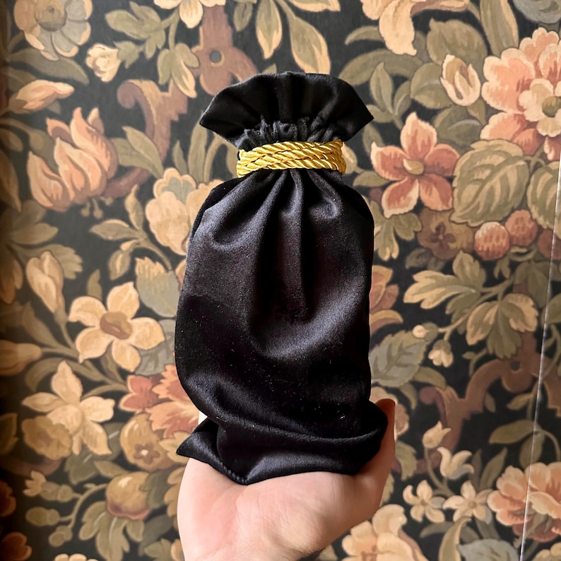 Velvet Tarot Bags: Emerald Green or Obsidian Black, Gold Tassels image 7