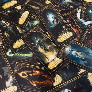 Obsidiaan sluier orakelkaartenspel | Victoriaans, tarotkaartenspel, antieke tarotkaarten, schaduwwerk, vrouwelijke wijsheid
