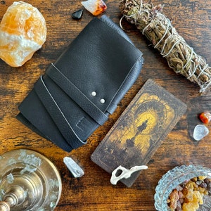 Wandering Witch Bundle | Gilded Tarot Deck & Tarot Cloak | 78 Tarot Cards, Dark Vintage Ethereal Gold Foil Edges, leather tarot bag