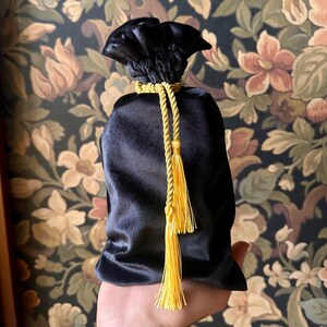 Velvet Tarot Bags: Emerald Green or Obsidian Black, Gold Tassels image 5