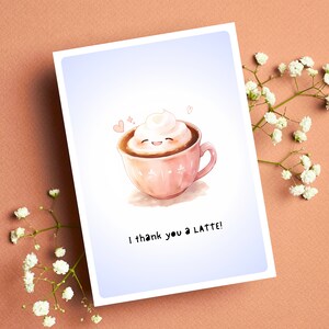 Thank You Card Unique Thanks a Latte Funny for Nurses Teachers Appreciation Gifts Employees Hairdresser Note Cute Pun Friend Kawaii Greeting