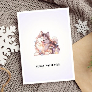 Husky Christmas Greeting Card Holidays Host Gift Festive Siberian Sled Dog Lover Creative Funny Winter Appreciation Cute Kawaii Veterinary