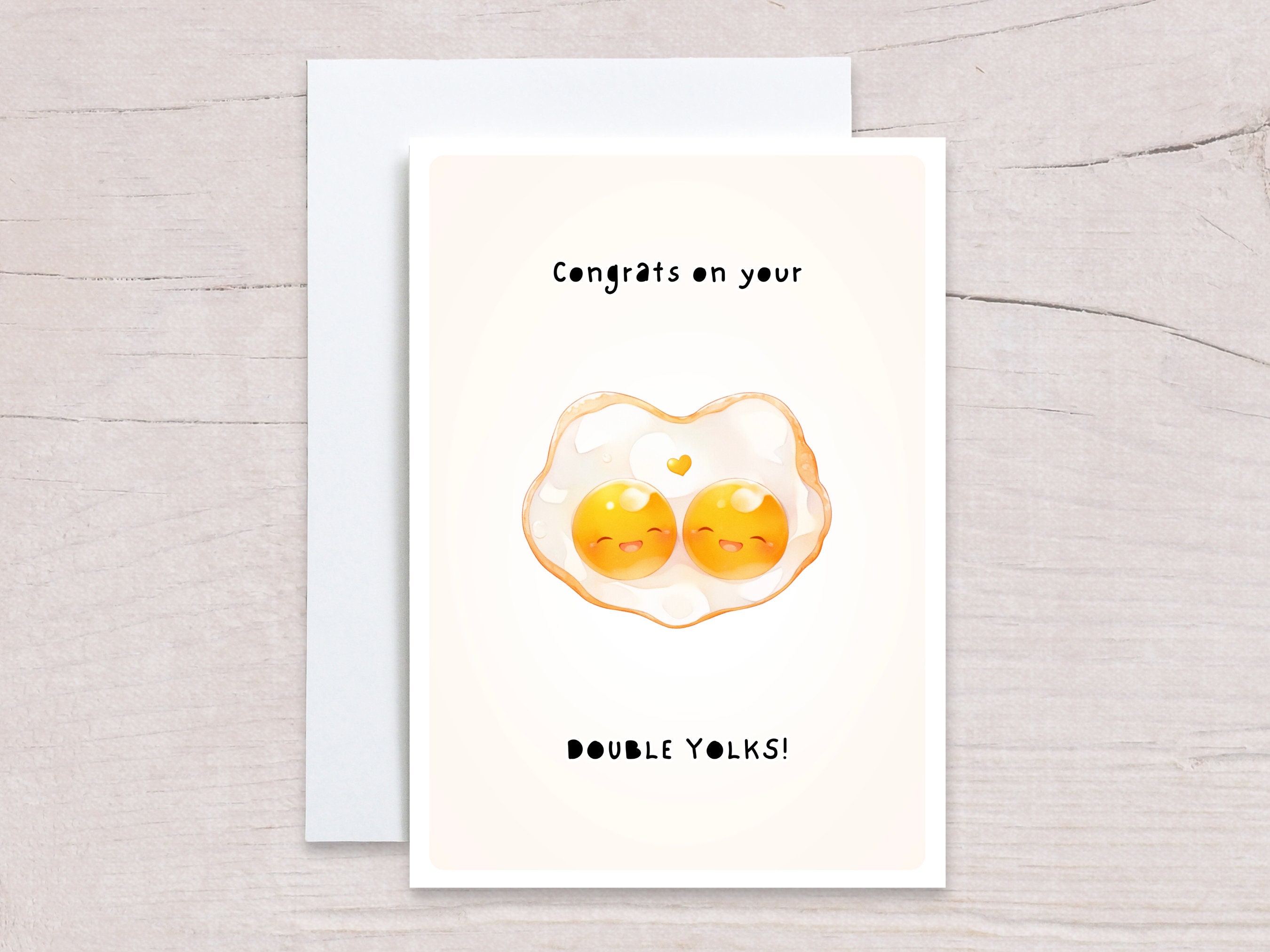 Twins Congratulations Card Funny Pregnancy Gift Double Babies Egg Yolks