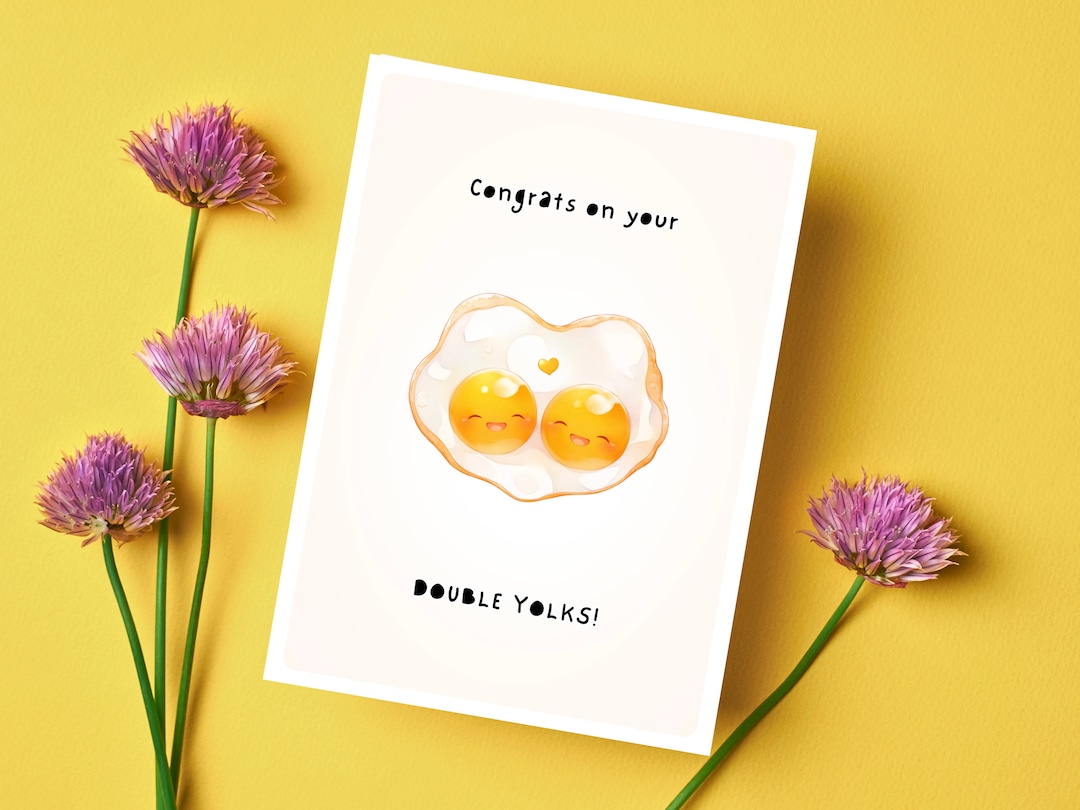 Twins Congratulations Card Funny Pregnancy Gift Double Babies Egg Yolks