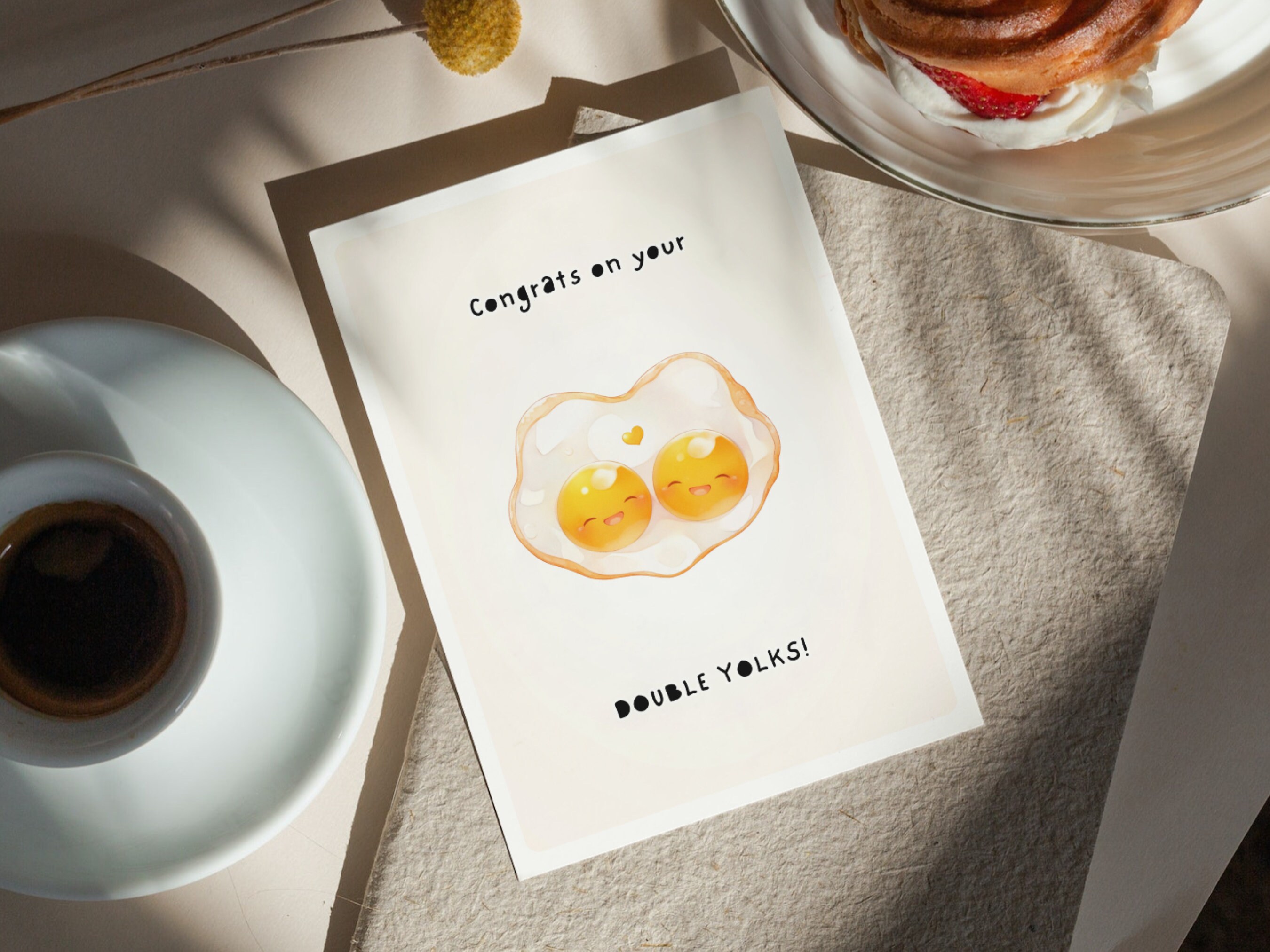 Twins Congratulations Card Funny Pregnancy Gift Double Babies Egg Yolks