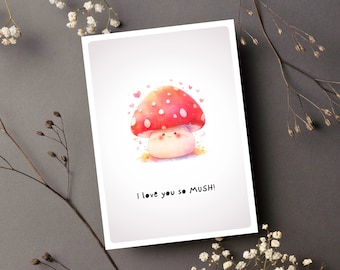 Mushroom Card Unique Anniversary Card Love Friendship to Boyfriend Husband Wife Girlfriend Just Because Cute Best Friend BFF Gift Comfort