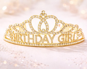 Corona diadema per bambina con pettini, cerchietto per compleanno con strass oro o argento, corona di compleanno con cristalli a forma di cuore scintillante per donne e bambine