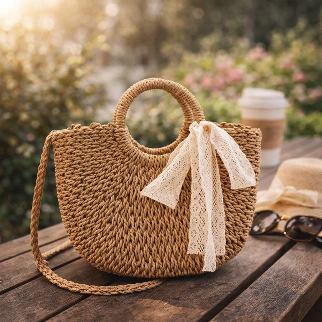 Straw Woven Handbag Summer Beach Bag Rattan Tote Crossbody Bag Boho ...