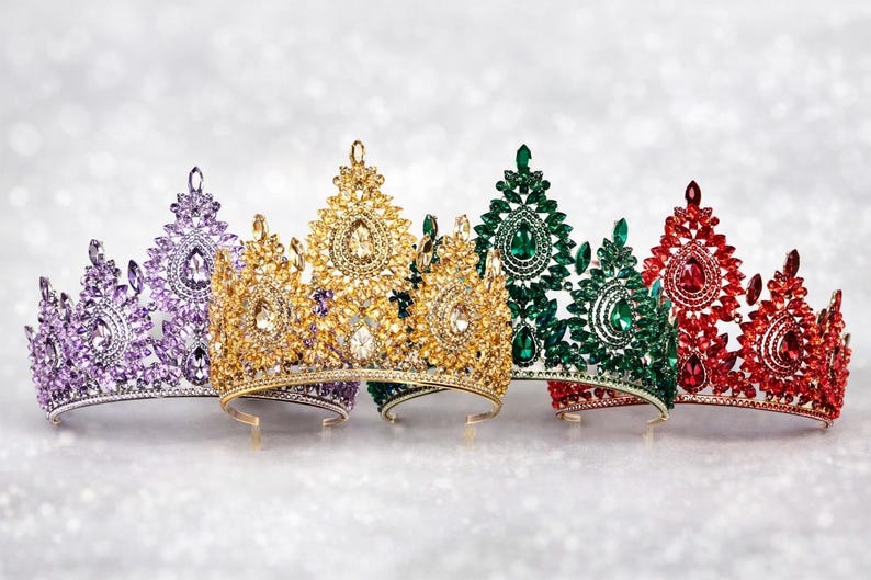 Majestic Royal Pageant Tiara With Teardrop Crystals Tall Quinceanera ...