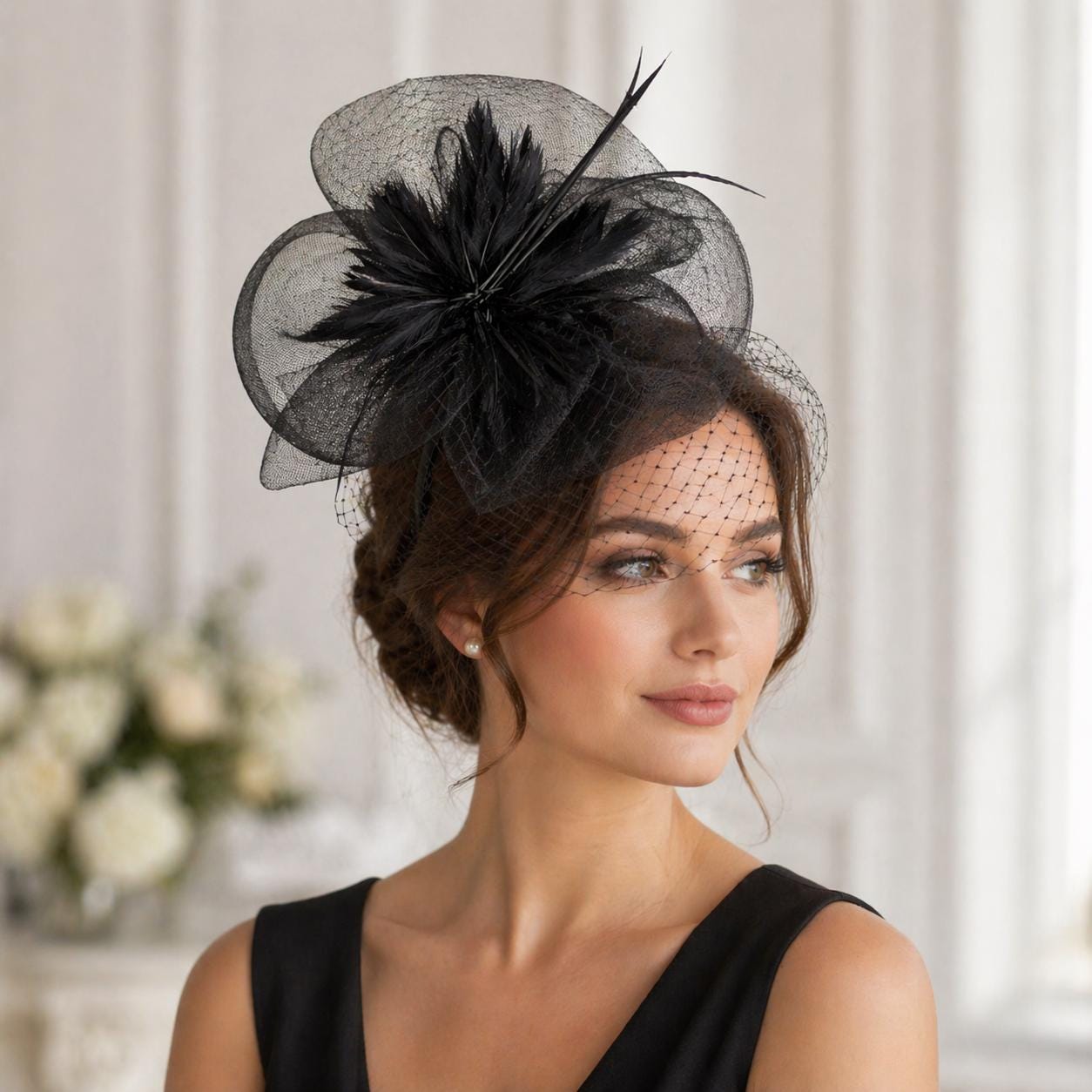 Black Sugar Mini Bibi Petit Chapeau Décoration Cheveux - Lolita Gothique Rétro Avec Plumes Et Barrettes