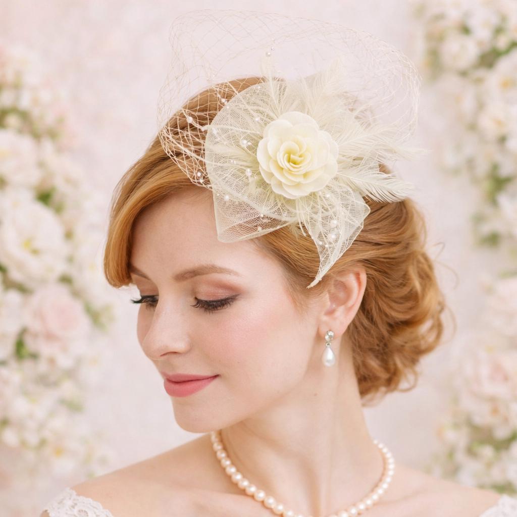MNJ-Trimmings - Cerchietto flessibile per matrimonio 21 m crema Taglia