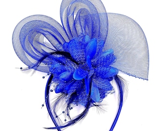 Kentucky Derby Fascinator Hat for Women, Mesh Flower Feather Headband, Tea Party Wedding Church Hair Accessory