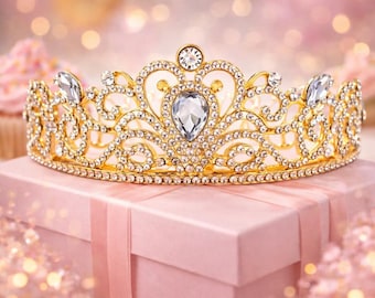 Elegant Rose Gold Crystal Tiara Wedding, Prom, Formal, Quinceañera Gorgeous-Rose-Gold-Multi-Peak-  main image 4