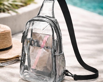 Durchsichtiger Sling-Rucksack - Vom Stadion zugelassene transparente Brusttasche, durchsichtiger Crossbody-Sling für Konzerte, Festivals und Reisen
