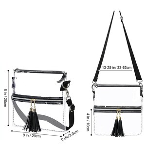 Clear Stadium Crossbody Bag – Transparent Concert Purse with Black Strap & Tassel, Stadium Approved Game Day Bag, Festival Clear Handbag image 5