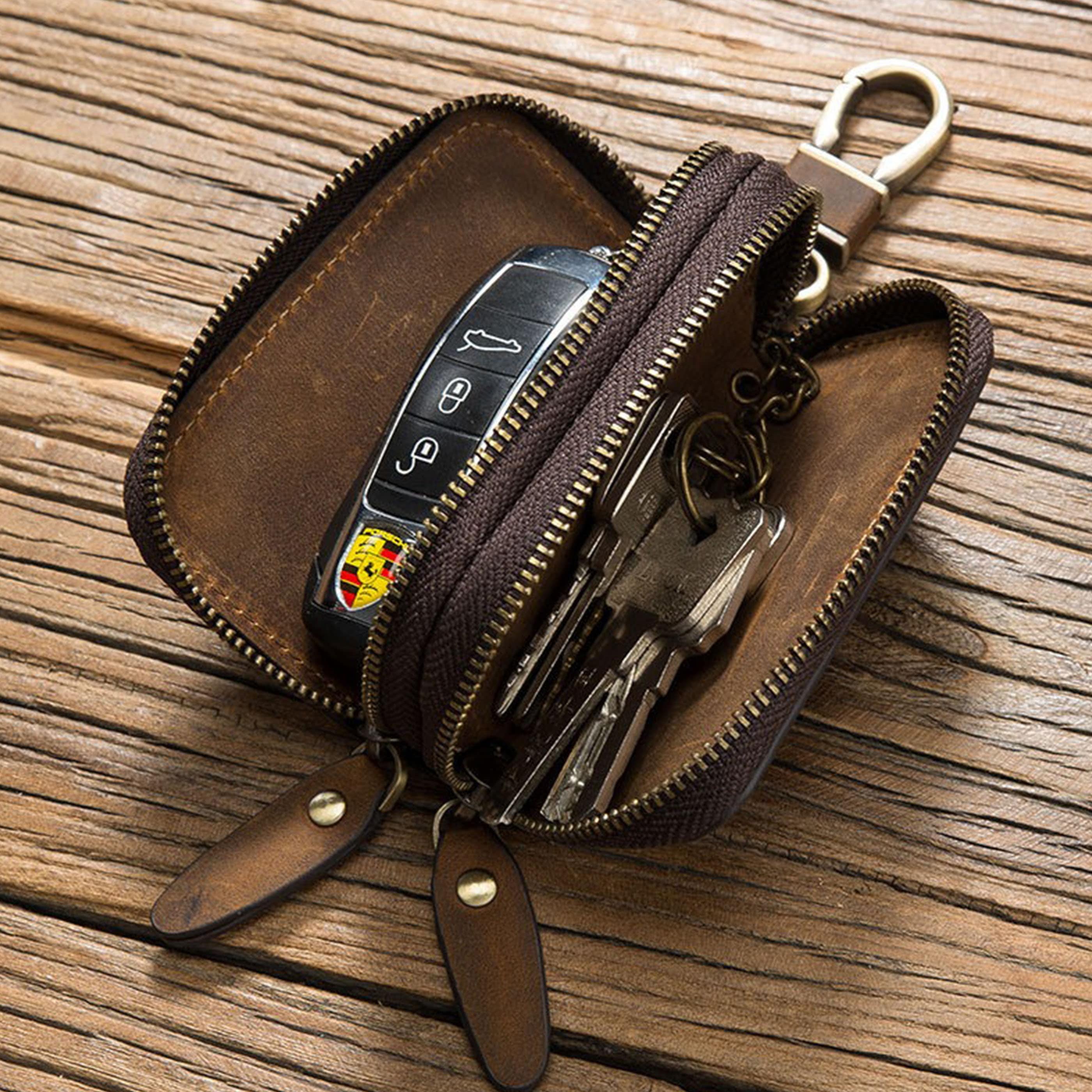 PU Leather Car Key Organizer Car Key Wallet Men's Key Holder Zipper Key  Bag