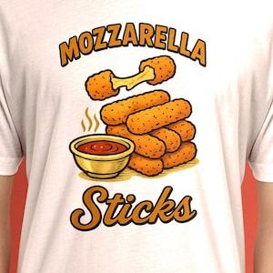 Camiseta de palitos de mozzarella – Camiseta con gráfico divertido para amantes de la comida – Camiseta retro de palitos de queso – Diseño de dibujos animados vintage para amantes de los snacks