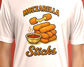 Mozzarella Sticks T-Shirt: Funny Foodie Retro Cartoon Tee