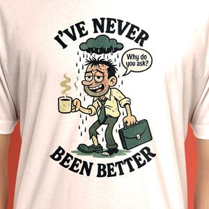 今までで一番良かったTシャツ – 面白い燃え尽き症候群ワークTシャツ – ヴィンテージ漫画風オフィスユーモアTシャツ – 大人向けの働き過ぎ＆気楽なグラフィック