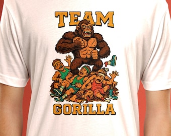 Team Gorilla Shirt – 100 Men vs 1 Gorilla Meme Tee, Vintage Cartoon Battle Graphic
