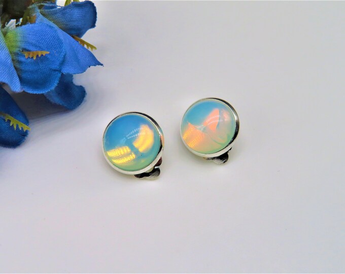Opal Earrings Pink Opal Pink Earrings Fire Opal Vintage Etsy