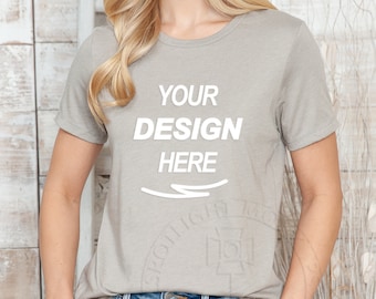 Bella Canvas | 6400 | Damen | Mockup | Lässiger Jersey | Kurzarm | Rundhals-T-Shirt | Heidestaub