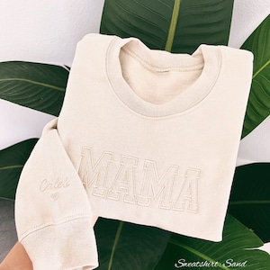 Custom Embroidered MAMA Sweatshirt || Embroidered MAMA Pullover || Gifts for Mom || Mom Style || Cozy Lounge Wear || lightweight Sweatshirt